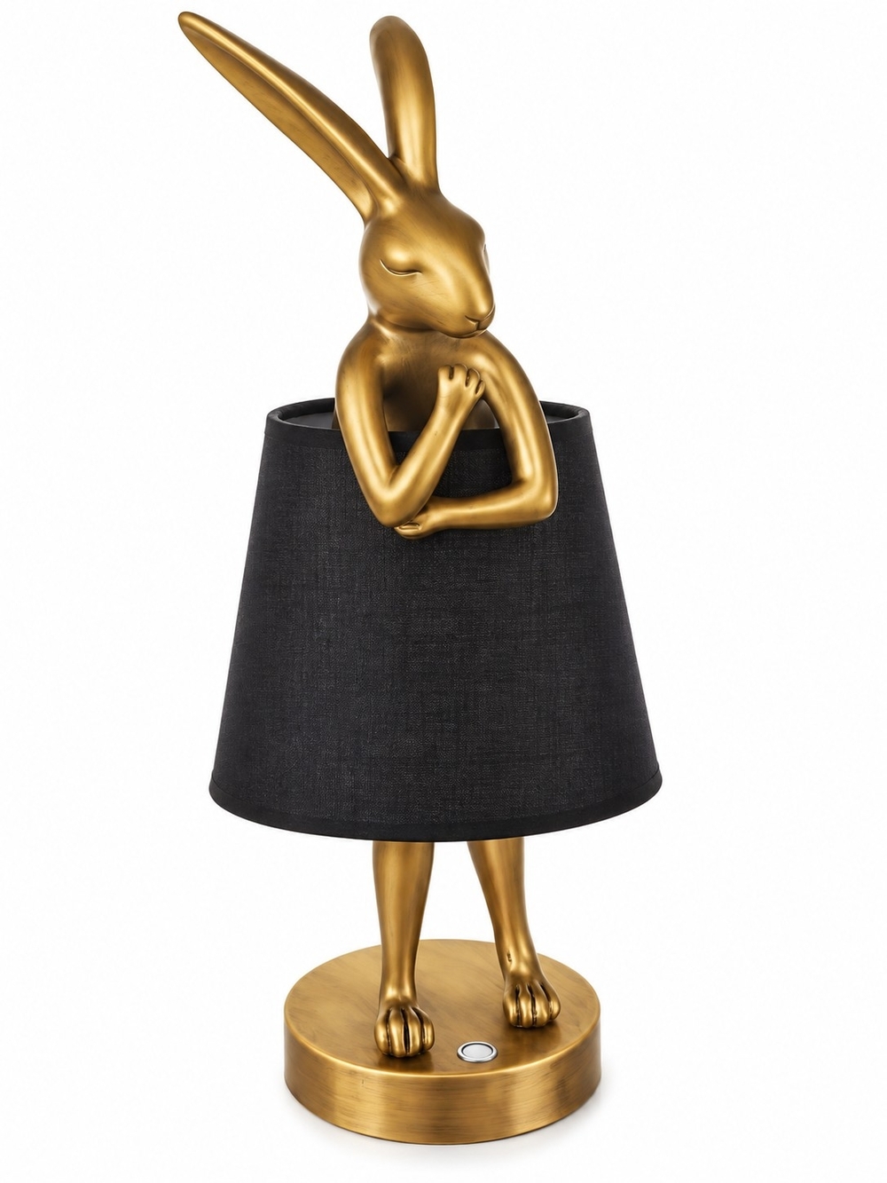 YHT Cordless Gold Bunny Rabbit Table Lamp 15.7" Black Shade